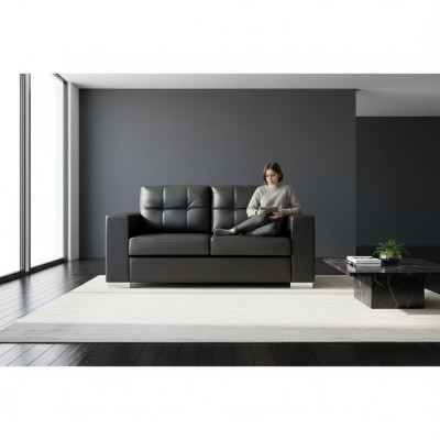 Zwarte woonkamer 2-zits luxe lederen relaxbank modern design