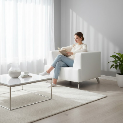 Witte fauteuil Tv-fauteuil Lounge eenzitter Woonkamer Club Relaxfauteuil