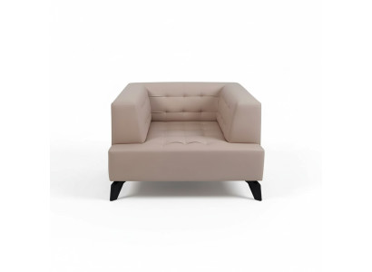 Luxe Beige Lederen Fauteuil Lounge Eenpersoons Relax Clubstoel Stijl