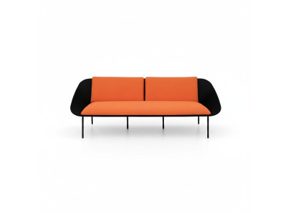Zwart-oranje driezits luxe 3-zits gestoffeerde bank textiel 3 jaar nieuw