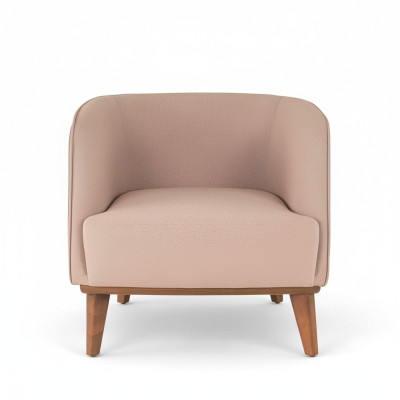 Beige fauteuil gestoffeerd woonkamer eenzitter ontwerper lounge relaxstoel