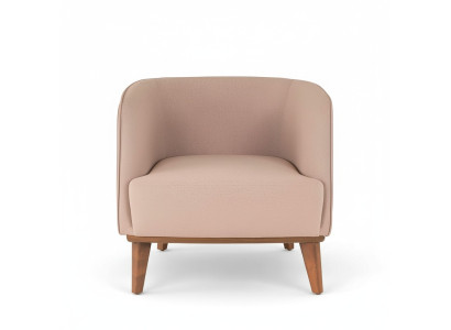 Beige fauteuil gestoffeerd woonkamer eenzitter ontwerper lounge relaxstoel