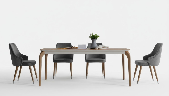 Compleet set eettafel 4x stoelen eetkamerset eetgroep houten tafel tafels 5-delig.