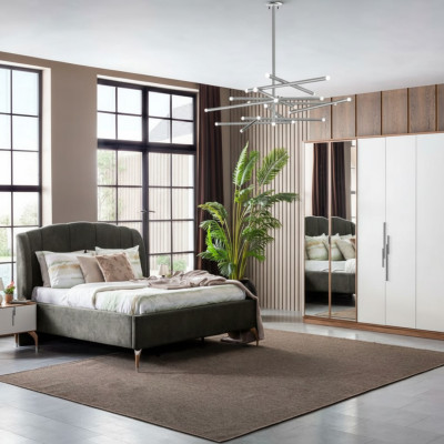 Bed Grijs Tweepersoonsbedden Modern Bedframe Luxe Design Bedframe Hout Nieuw