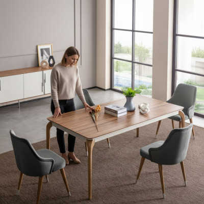 Luxe eetkamerset Eettafel 6x stoelen 7 dlg Modern Tafel Eethoek nieuw