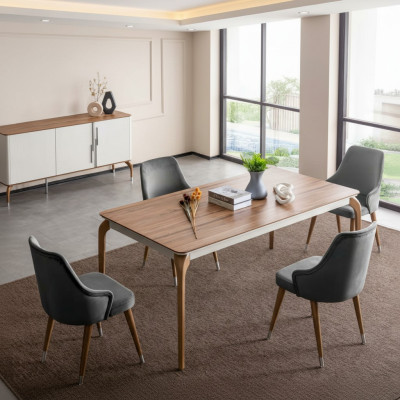 Luxe eetkamerset Eettafel 6x stoelen 7 dlg Modern Tafel Eethoek nieuw