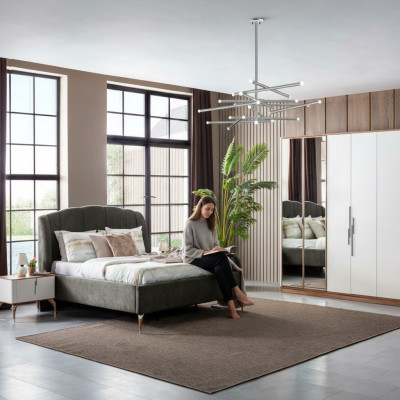 Slaapkamer set Luxe Compleet bed 2x Nachtkastje Kledingkast 4-delig Nieuw