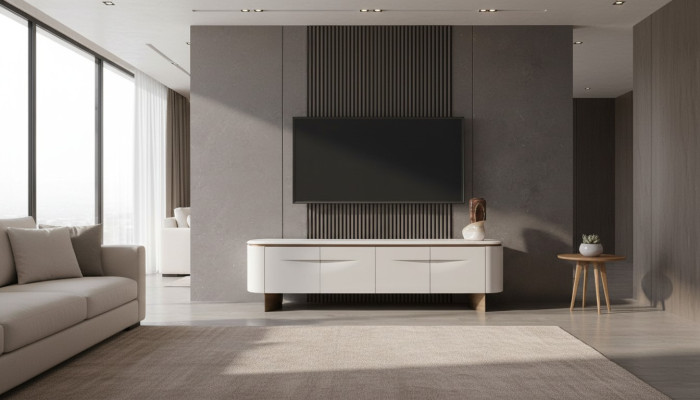 TV-standaard stijlvol RTV Lowboard woonwand dressoir Wit hout Modern ontwerp