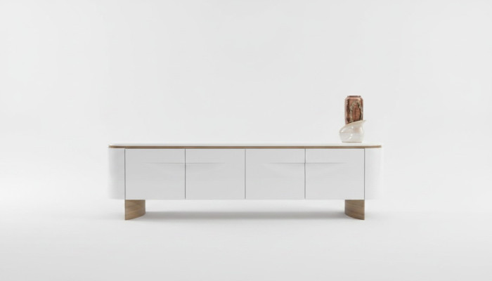 TV-standaard stijlvol RTV Lowboard woonwand dressoir Wit hout Modern ontwerp
