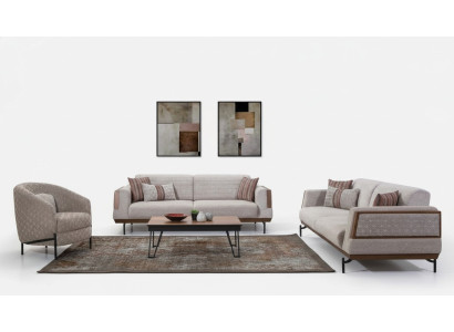 Taupe bankstel 3+3+1 zits woonkamerset salontafel Moderne bankstellen