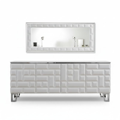 Witte luxe commode Ontwerper Rechthoekige spiegel Modern dressoir