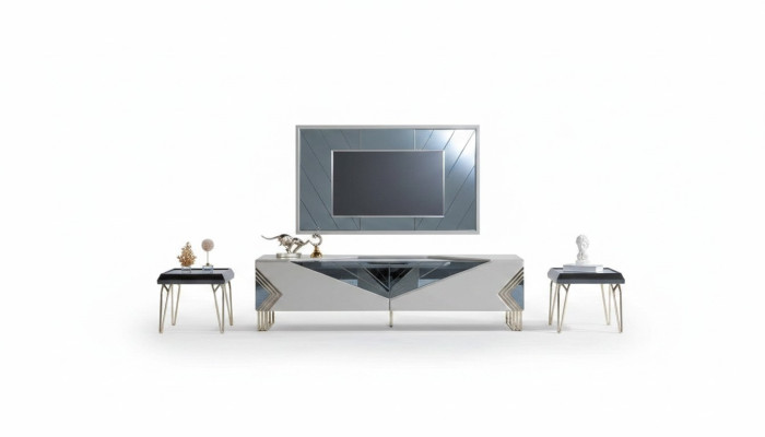 Moderne witte woonwand set ontwerper tv-dressoir luxe tv-frame