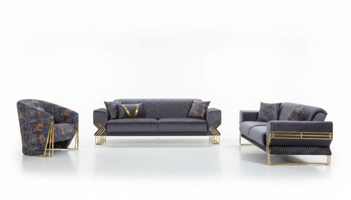 Hemelsblauwe woonkamerset Designer 3-zits Luxueuze fauteuil Salontafel