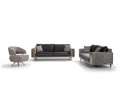 Grijze woonkamerset designer banken luxe salontafel bijzettafel