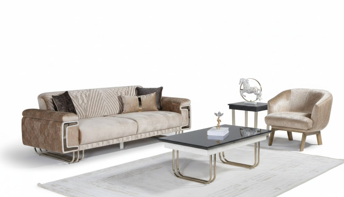 Woonkamer Moderne bankstel Driepersoons bank Fauteuil Salontafel