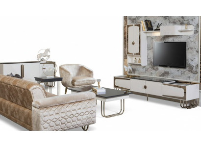 Exclusieve roestvrijstalen tv-kast designer wandplank luxe woonkamerset