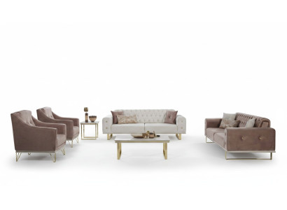 Sofa set Design Chesterfield bank Luxe fauteuil salontafel 6-delig