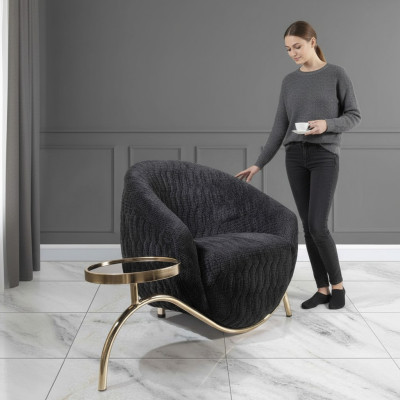 Zwarte clubsfauteuil Designer cocktailfauteuil Moderne fauteuil voor één persoon