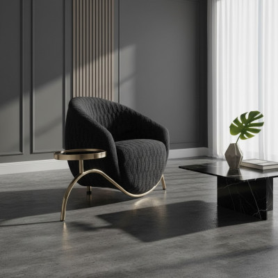 Zwarte clubsfauteuil Designer cocktailfauteuil Moderne fauteuil voor één persoon