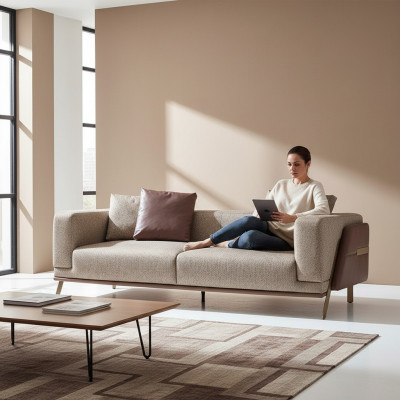 Luxe bankstel 4-zits bankstellen moderne gestoffeerde stoffen designbank nieuw