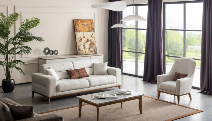 Woonkamer bankstel driezits fauteuil luxe bankstel set 3 1 zits wit.