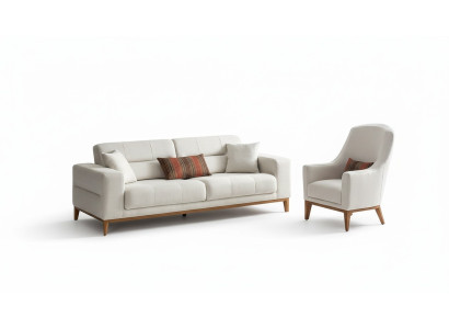 Woonkamer bankstel driezits fauteuil luxe bankstel set 3 1 zits wit.