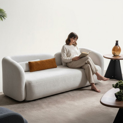 Modern Design Gestoffeerd Wit Zitbank 3-Zits Bank Banken Stof Textiel