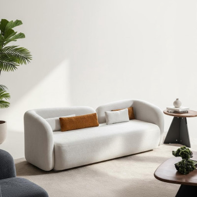 Modern Design Gestoffeerd Wit Zitbank 3-Zits Bank Banken Stof Textiel