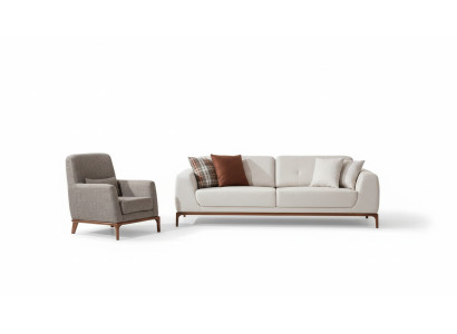 Luxe Wit Sofaset Bank 3-Zits Bank Stoel Stof Modern Modern Set nieuw
