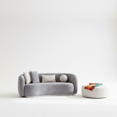 Moderne Design Grijze Bank Bank 4-zits Bekleed Bank Meubel Voetenbank Nieuw