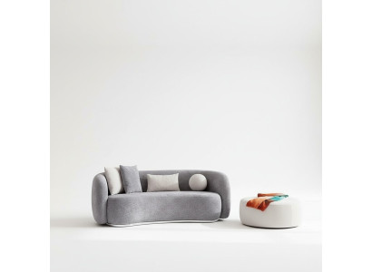 Moderne Design Grijze Bank Bank 4-zits Bekleed Bank Meubel Voetenbank Nieuw