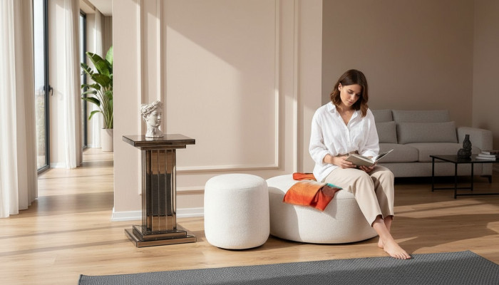 Luxe gestoffeerde kruk Ronde kruk Zitmeubilair Designer Stijlvol meubilair