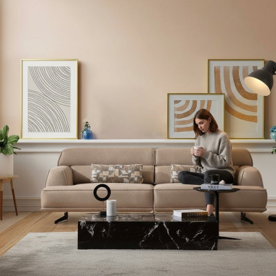 Bankstel 3-zits Designerbank Bank Banken Stof Textiel Nieuw Bekleding