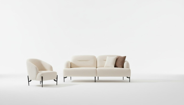 Witte woonkamer designbankstel 3-zits gestoffeerde fauteuil 2-delig set nieuw