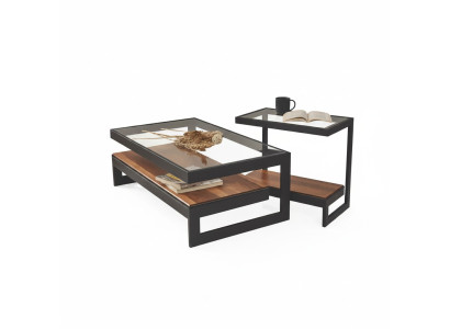Exclusieve salontafelset bijzettafel glazen tafel woonkamer koffietafel