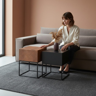 Salontafel moderne bijzettafel ontwerper woonkamertafel tafels 3x tafel