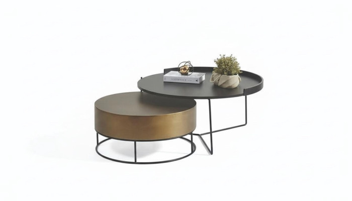 Ontwerper 2x salontafels Moderne ronde bijzettafel metalen tafel set