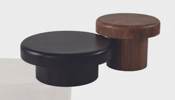 Ontwerper Ronde Tafel Set Bruin-Zwarte Salontafel Woonkamertafel Nieuw