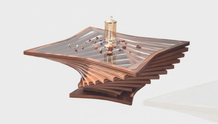 Exclusieve gouden salontafel Woonkamer bijzettafel Luxe glazen tafel