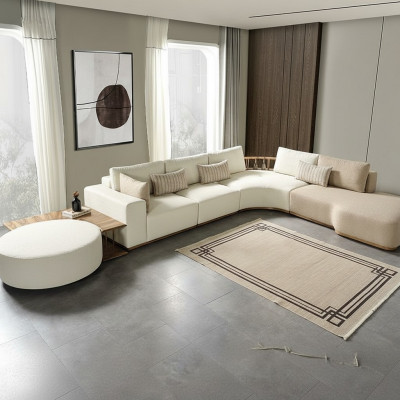 Witte hoekbank Moderne woonkamer meubels Designer bankstel Stoffen bankstel 2-delig