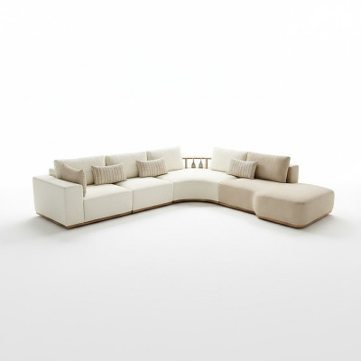 Witte hoekbank Moderne woonkamer meubels Designer bankstel Stoffen bankstel 2-delig