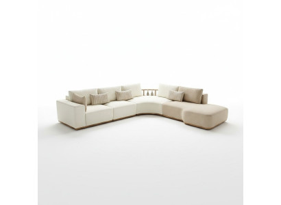 Witte hoekbank Moderne woonkamer meubels Designer bankstel Stoffen bankstel 2-delig