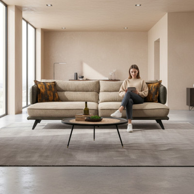 Luxe bankstel bank 3-zits fauteuil stof Modern Multikleurig Modern Set nieuw