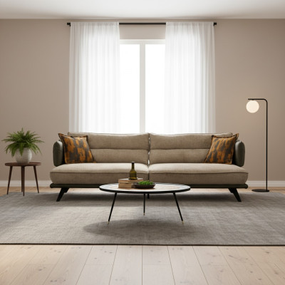 Luxe bankstel bank 3-zits fauteuil stof Modern Multikleurig Modern Set nieuw