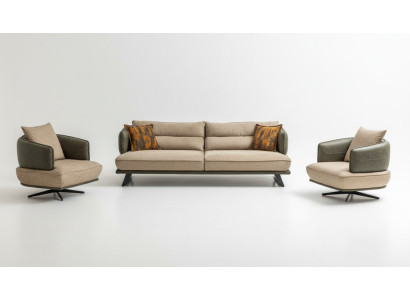 Woonkamer Modern Bankstel Designer Bankstel Zitgroep Bekleding 3-zits 2x Fauteuil