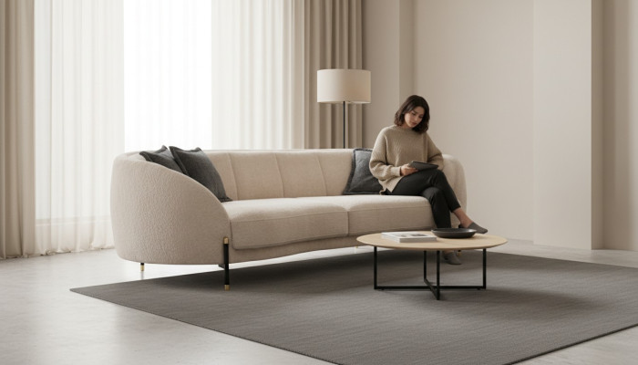 Bank kussen Beige Design Bank 4-zits bankstellen Textiel Design Bank Meubels nieuw