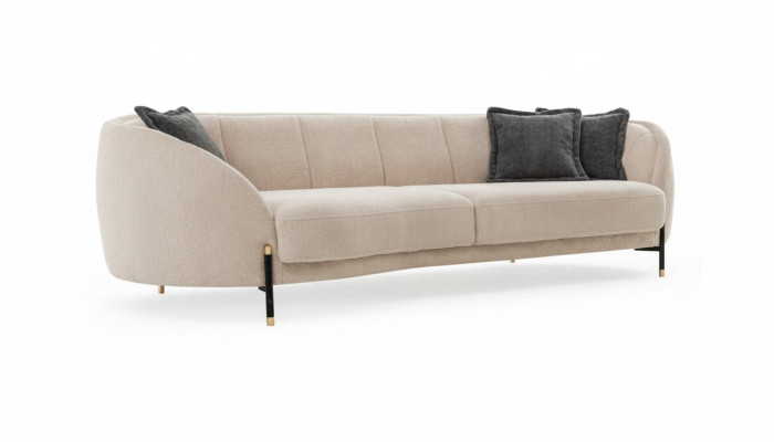 Bank kussen Beige Design Bank 4-zits bankstellen Textiel Design Bank Meubels nieuw