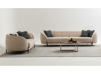 Moderne Bank 3-zits Beige Hoogwaardige Gestoffeerde Bankstellen Design Textiel Nieuw