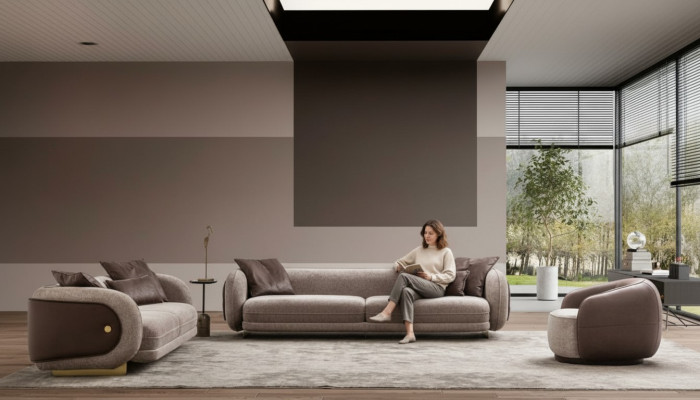 Luxe bankstel Bank bruin stel Banken 4 3 1 zits 3-delige set Bekleding