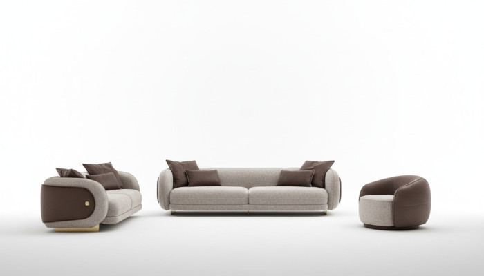 Luxe bankstel Bank bruin stel Banken 4 3 1 zits 3-delige set Bekleding